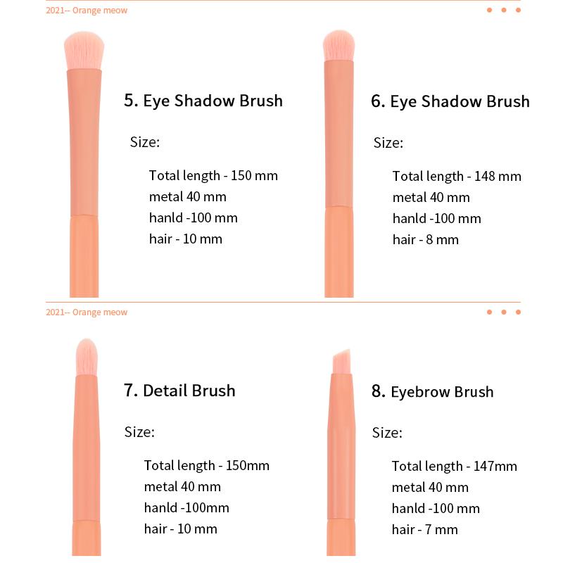 DUcare Оранжевый, 8 шт., высококачественные кисти для макияжа для лица, синтетические пудры для волос, румяна, тени для бровей, набор кистей для макияжа с косметичкой