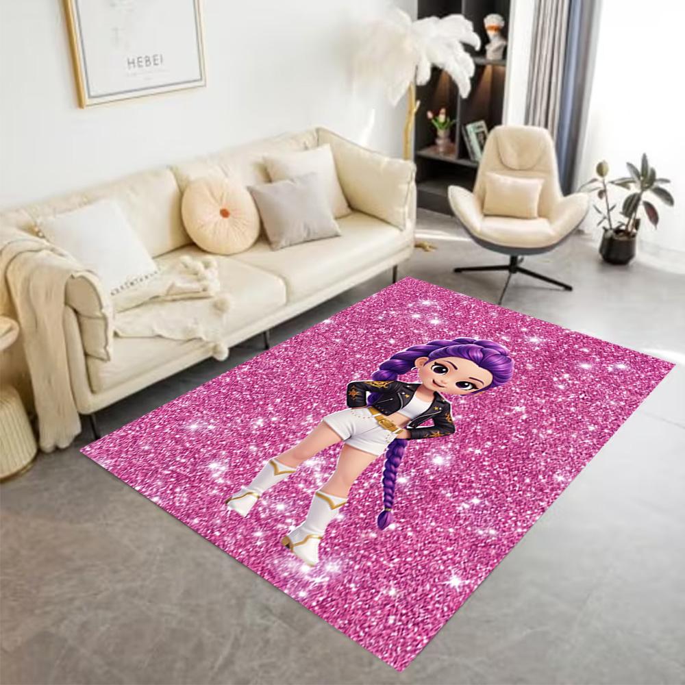 K-pop Fashion Fusion Area Rug Perfect for Foyer Outdoor Balcony Playrooms Antislip Carpet Anime Office Decor Best for Christmas