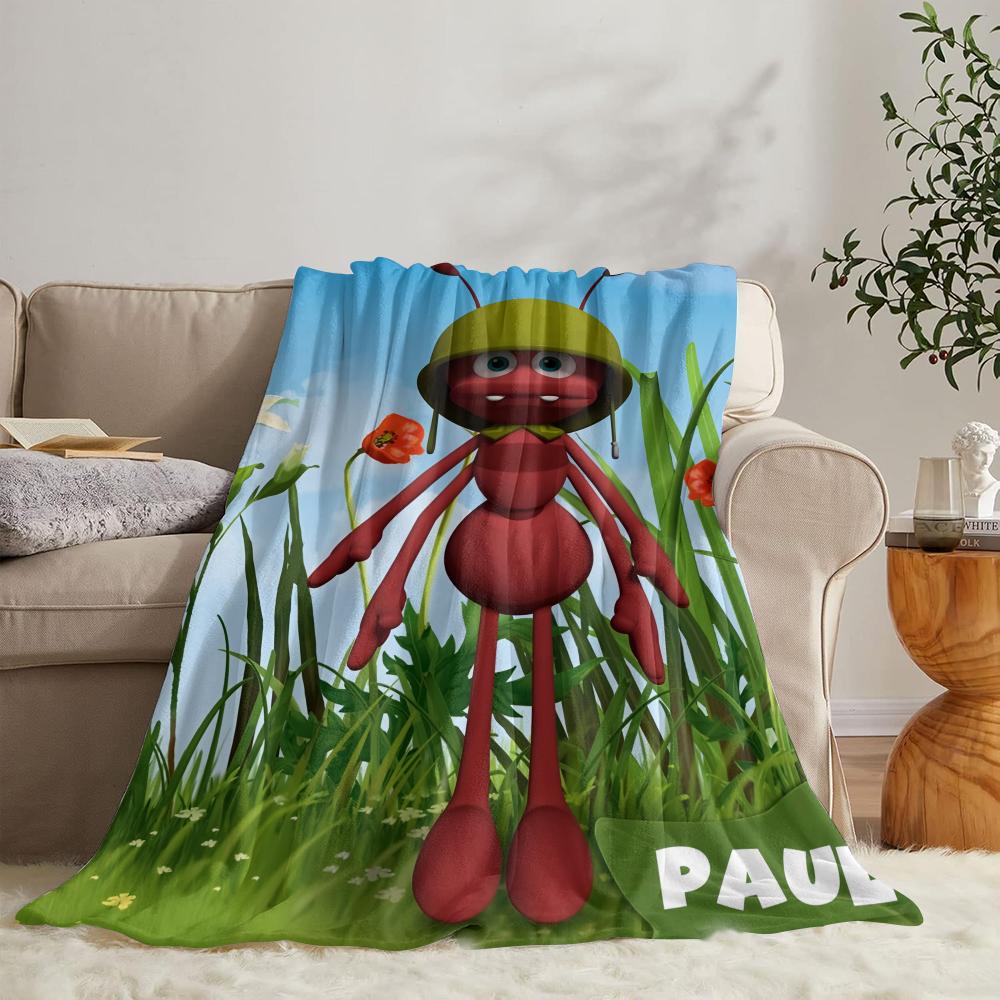 GUOYU Blanket MMaya The Bee With Flowers Throw Soft Flannel Throw Summer Blanket Lightweight Cozy Nap Blanket for Sofa Bed Travel