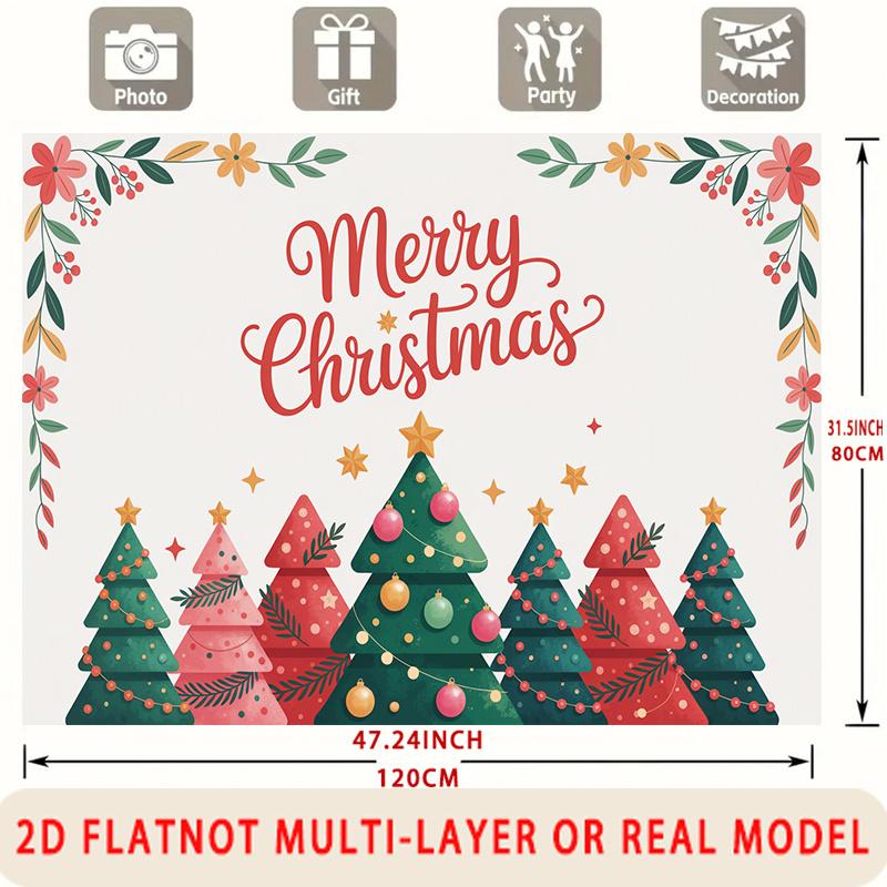 Party Backdrop Christmas Floral Flat Merry Festive Border Multi Layered Celebrations Event Backdrop Decoration Front Door Decor