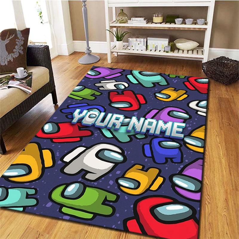 Among Us Custom Name Carpet Rug for Living Room Bedroom Home Sofa Decoration,Kids play Non-slip Floor Mat