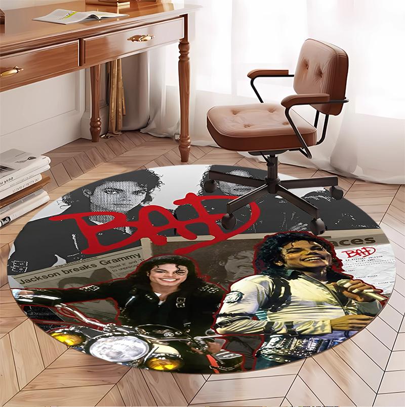 Michael Jackson Pattern Round Rug, Indoor/Outdoor Mat, for Picnic, Gameroom, Bedroom, Office, Living Room, Home Decor Carpet, Birthday Gift