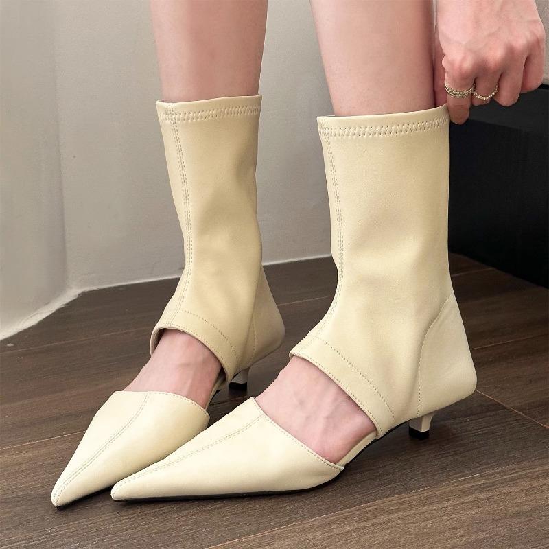 2024 Autumn Fashion New Sexy Banquet Wear Comfortable All-inclusive Solid Color Pointed Sandals Low Heels Women Boots