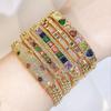 WWJ 5 Bracelets Multiple Stacked High-Grade Color Zirconia Fashion Ethnic Retro Bracelets Party Ladies Golden Best Friend Jewellery Gift