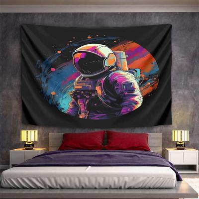 Vibrant Astronaut In Space Art Pattern Wall Hanging Tapestry Decorative Tapestry Home Decor for Bedroom and Living Room