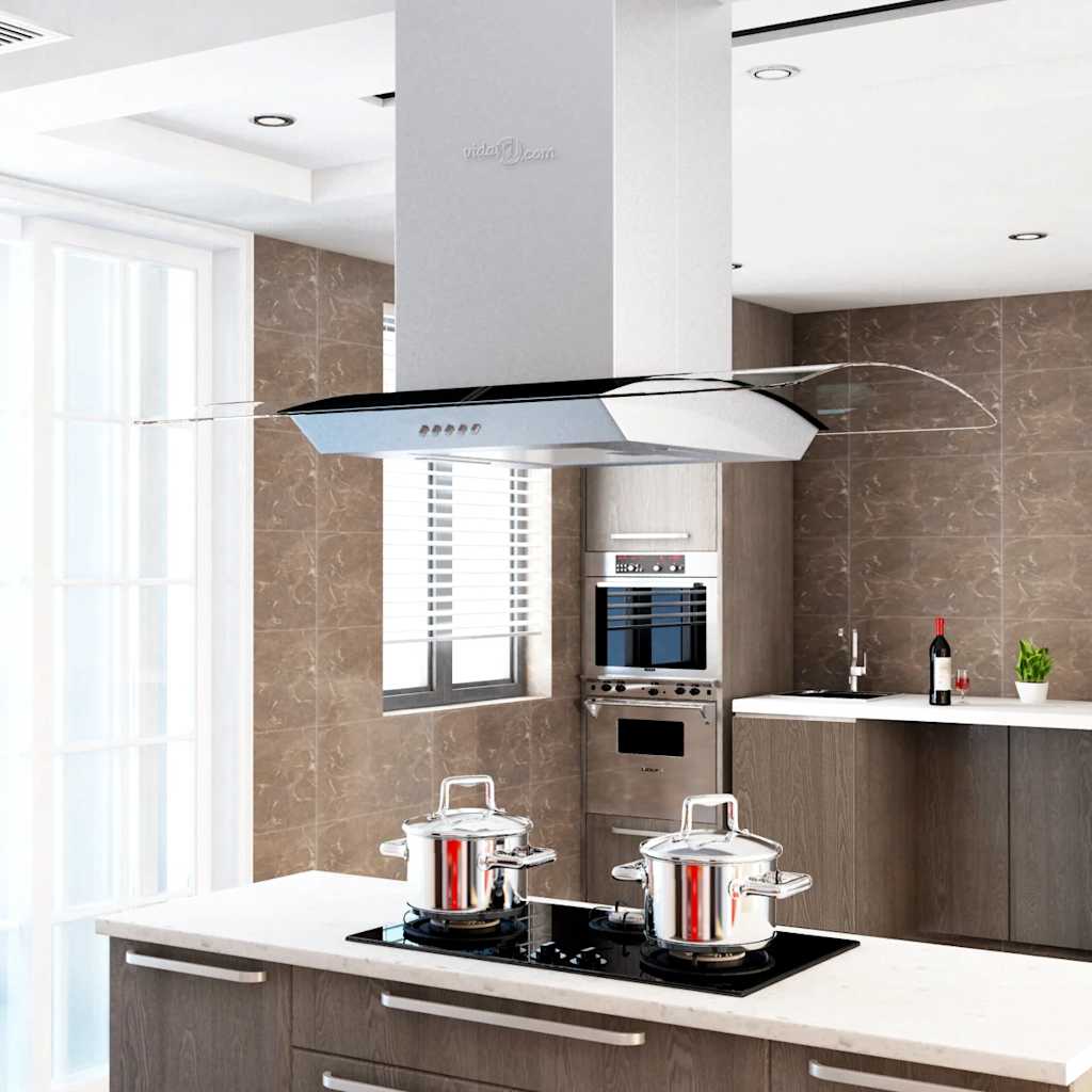 Island Range Hood 90 cm Stainless Steel 756 m³ h LED