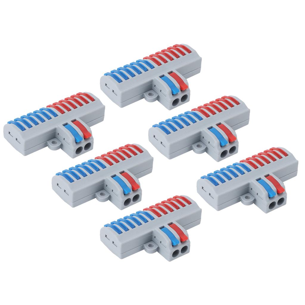 6 шт. клеммные колодки на DIN-рейку 2 в 12, разъем для сращивания проводов для бытовой техники, освещения Ele