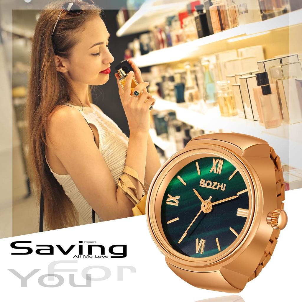 JEWELRYWE Ring Gradient Ring Birthday Christmas Ring Scale Accessories Watch, Watch, Present, Watch, Numbers, Dial, Stripes, Surface, Stylish, Men's,