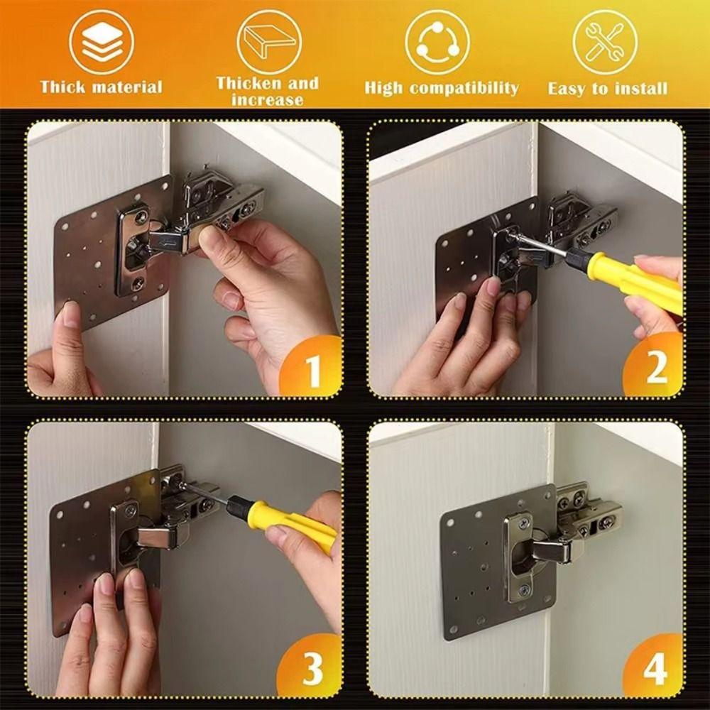 Thickened Cabinet Door Hinge Installation Plate Cupboard Door Hinge Mounting Plate Household Tools