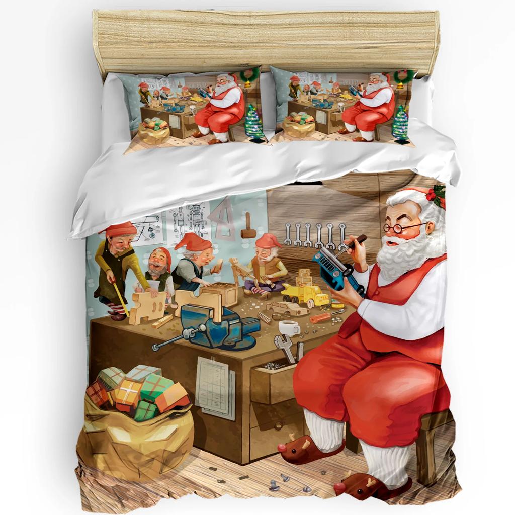 Зимний Тематический Снеговик Рождественская Елка Пододеяльник Комплект Постельного Белья для Кровати Домашний Чехол для Одеяла Наволочки Комплект Постельного Белья для Спальни Без Простыни