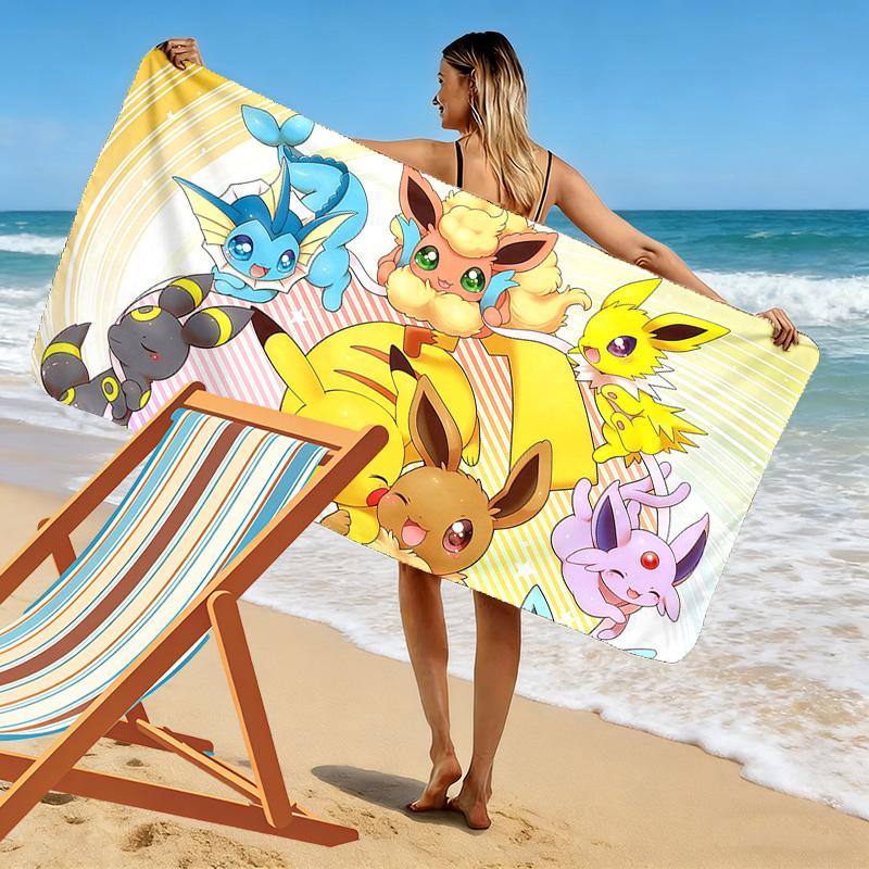 Pokémon Print Beach Towel, Large Soft Quick Dry Towel for Beach Camping Swimming
