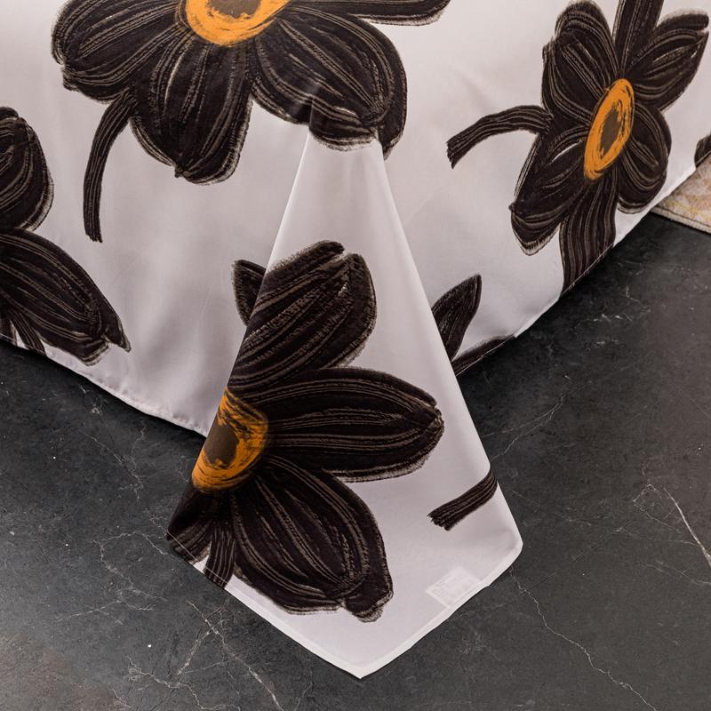 Черные цветы Простыня мультяшный цветочный постельный комплект для девочек женщин декор для спальни простыня 3 шт. полиэстеровые простыни с 2 наволочками