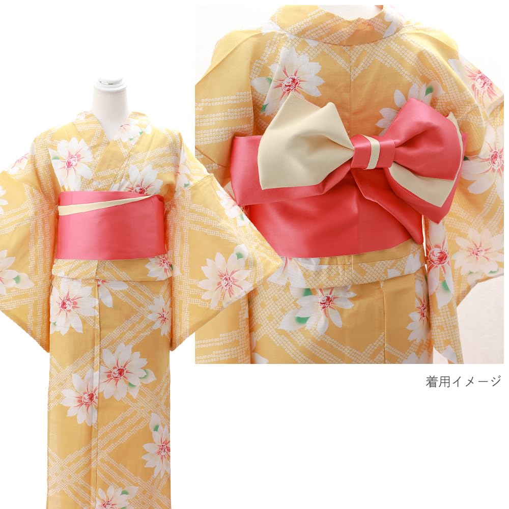 Оставьте образец, чтобы выбрать понравившийся вам, высокий, разный, простой в изготовлении комплект розовый [SAKIKU-EN] вы, цвет, качество, плетение, готовая юката, оби,