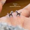 3D Cartoon Brown Horse Stud Earrings - Women's Pure Silver 999 Enamel Epoxy Korean Retro Style Animal Jewelry