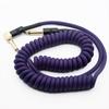 3m Guitar Coiled Cable, Bass Shielded, L-S Type, 6.35mm Stereo Plug, Instrument Cable (Purple)