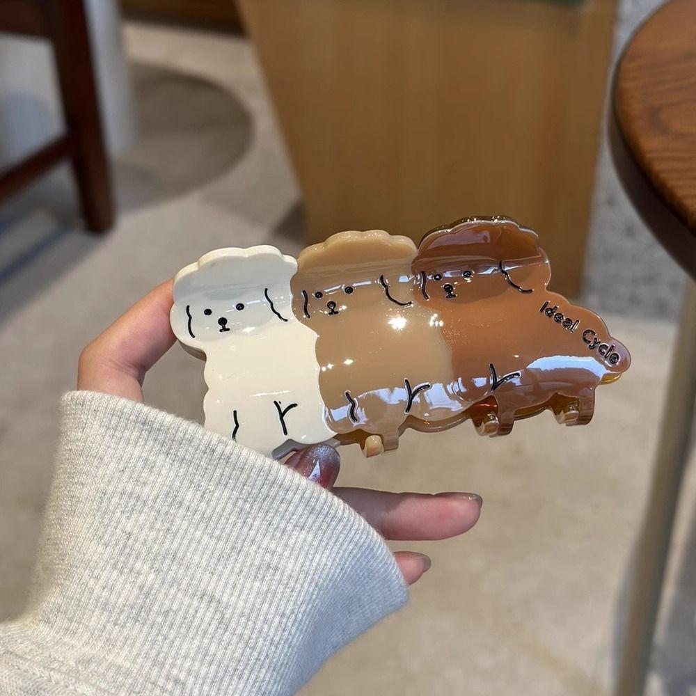 Ins Large Hairpin For Girls Women Hair Clip Puppy Dog Acetate Dog Hair Claw Korean Shark Clip
