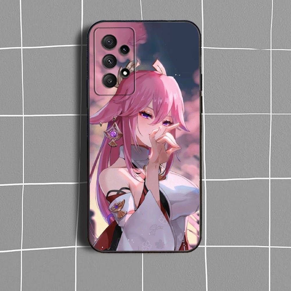 Pink S-Sakura M-Miko Phone Case For Samsung Galaxy A73,31,32,72,41,53,52,71,22,5G,Note,J7,8,9 Soft Black Cover