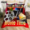 Покрывало Movie Time Комплект постельного белья Кинотеатр Пододеяльник Микрофибра Попкорн Кинозакуски Покрывало