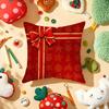 Christmas Gift Box Bow Cushion Cover Plush Fabric Soft DoubleSided Printed Sofa Warm Winter Home Gift Pillow Cover