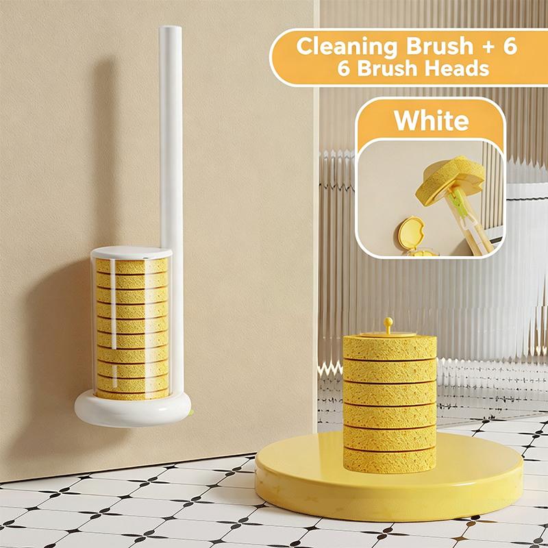 Disposable Toilet Brush Kit with Removable Heads for Bathroom Germ-Free and Efficient Strain-Free Cleaning