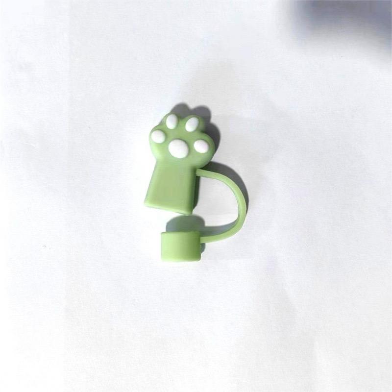 6pcs Cute Cartoon Cat Paw Straw Lids, 10mm Reusable Dustproof Silicone Straw Plugs, Cup Accessories