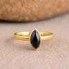 Black Onyx Gemstone Solid 925 Sterling Silver Marquise Gemstone Handmade Designer Yellow Gold Ring For Women