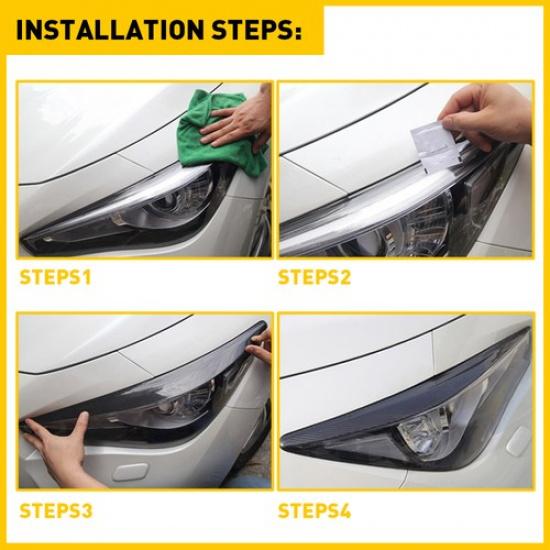 For Infiniti Q50 2014-19 Quality Piano High Headlight Eyelid Eyebrow Black Cover