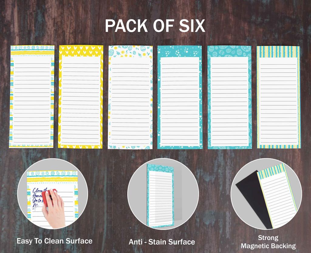 Inkdotpot Pack of 6 Funny Magnetic Dry Erase List For Fridge, Wipe Clean W NoStain, Quick Notes Shopping & Grocery List Whiteboard for Fridge