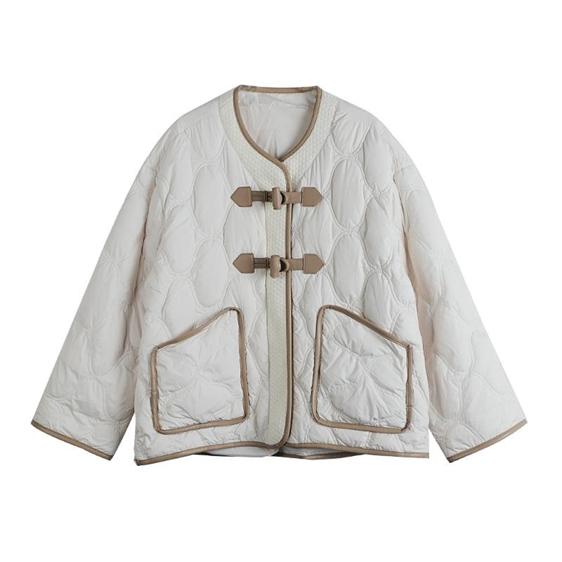 Новая короткая куртка-пуховик с пряжкой из рогового меха, женская, высокого класса, зимняя, новая, теплая, с круглым вырезом, утолщенная, прилив