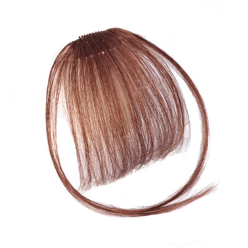French Thick Natural Straight Blunt Bangs for Women Cheap 3D Silk Base Closure Remy Hair Extensions with Indian Fringe Clip