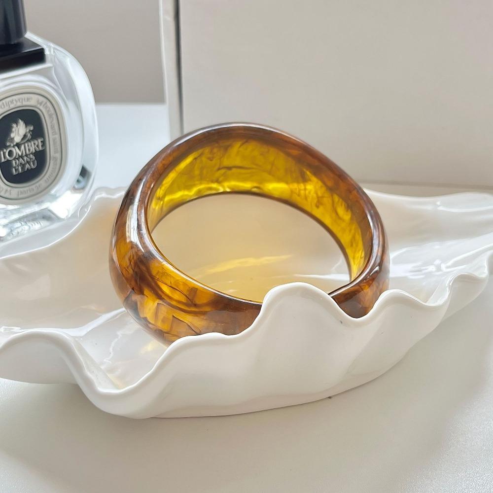 Bohemian Acrylic Bangle Shiny Transparent  Hand Ring Simple Irregular Wide Bracelet  Girls