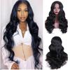 Beautiful Long Wave Wig Ombre Black Brown Pink Red Wine Color Synthetic Fiber Wig for Women