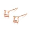 Earrings Silver925 Silver Gold Pink Gold 18K Coating Compatible with Metal Allergies Triangle Triangle Square Square Cool Simple (Square Pink Gold)