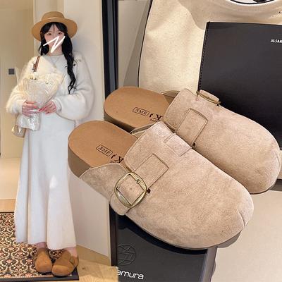 Толстая подошва, увеличивающая рост, сумка на голову, полушлепанцы, женская уличная обувь, новинка осени, ленивые тапочки на одном педале