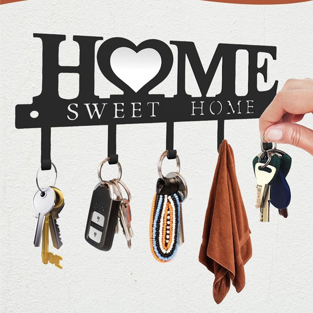Настенный держатель для ключей Стильный металлический настенный держатель для ключей: Настенный клейкий держатель и органайзер для всех ваших настенных крючков