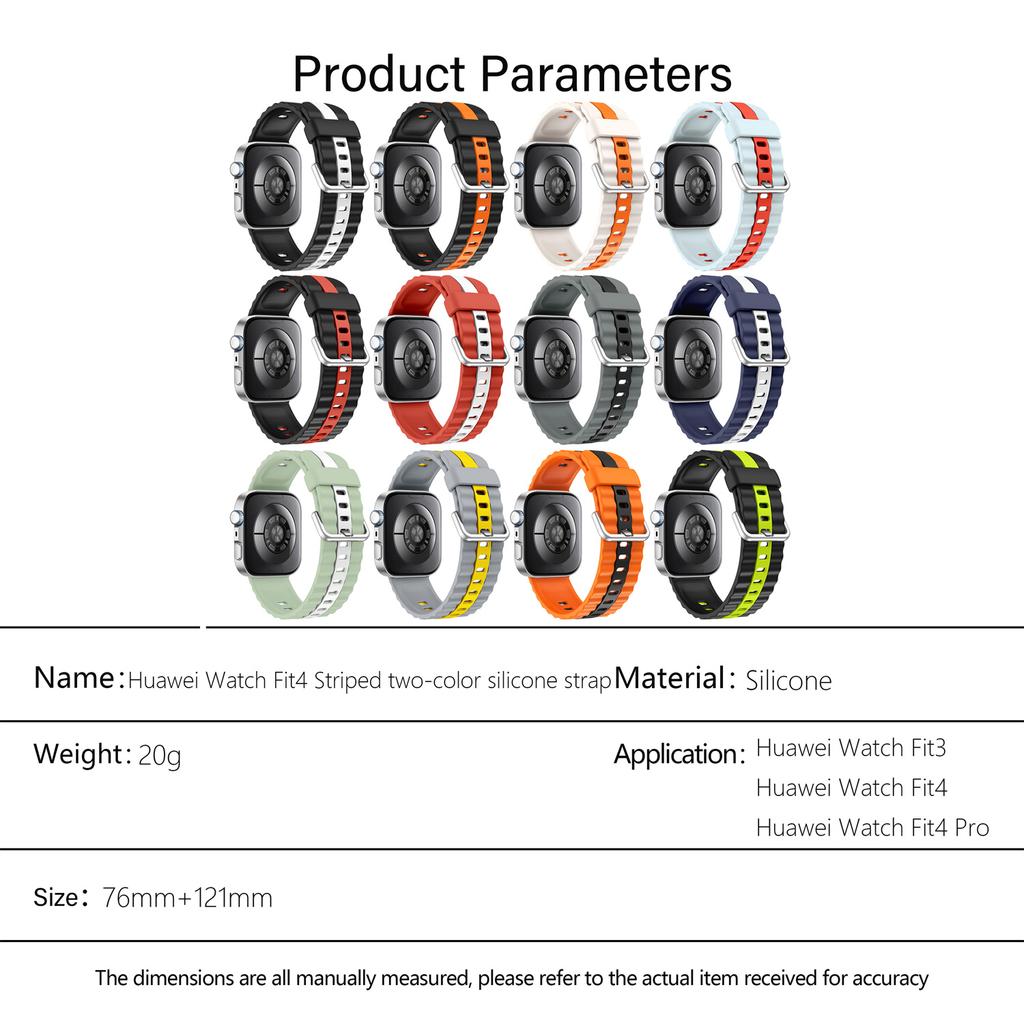 KALEBOL Silicone Band for Huawei Watch Fit 4 Pro/Fit 4/Fit 3 Dual Color Replacement Watch Strap
