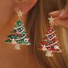 Dripping Oil Vintage Christmas Collection Earrings Earrings Fashion Rhinestones Christmas Tree Earrings New Year's Accessories