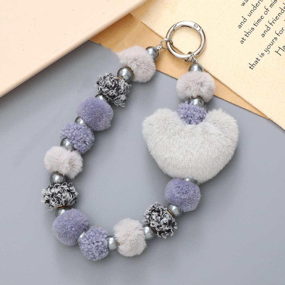 Цветной шнурок для мобильного телефона, мягкий браслет с бисером в форме сердца, подвесные украшения