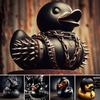 Punk Duck Figurine Gothic Deathrock Black Duck Resin Statue Ornament Model Figure Sculpture Toy Home Office Desktop Decoration Christmas