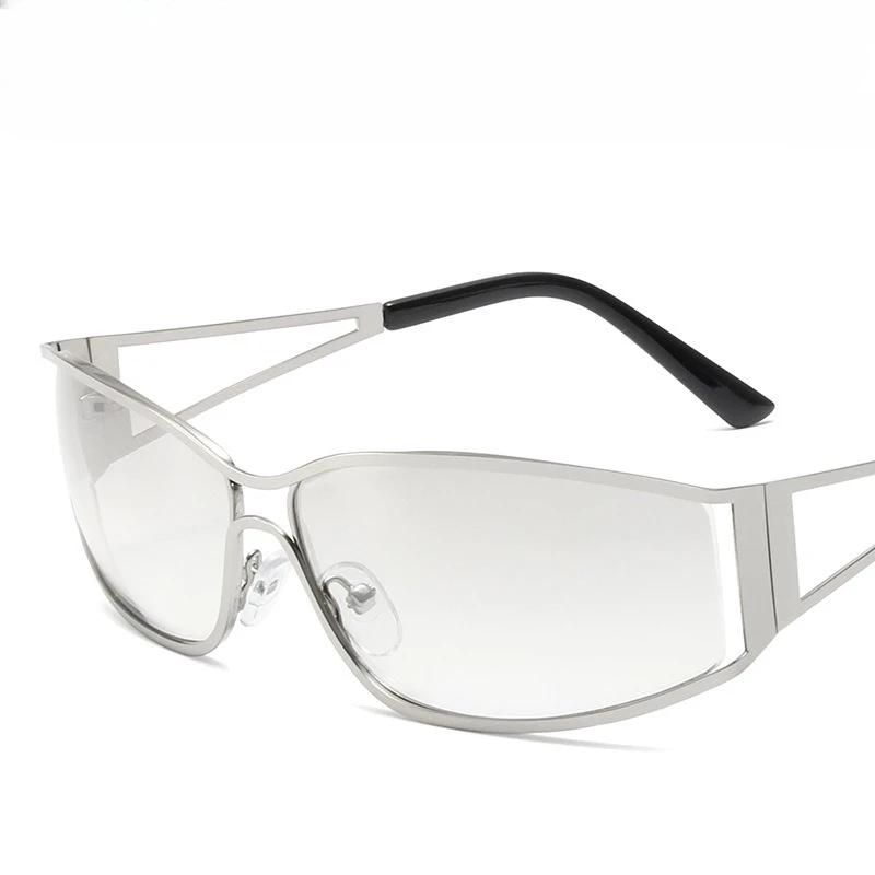 Солнцезащитные очки с прорезями Женские Модные Градиентные 2000-х Очки-обертки Брендовые Панк-очки Зеркальные Очки