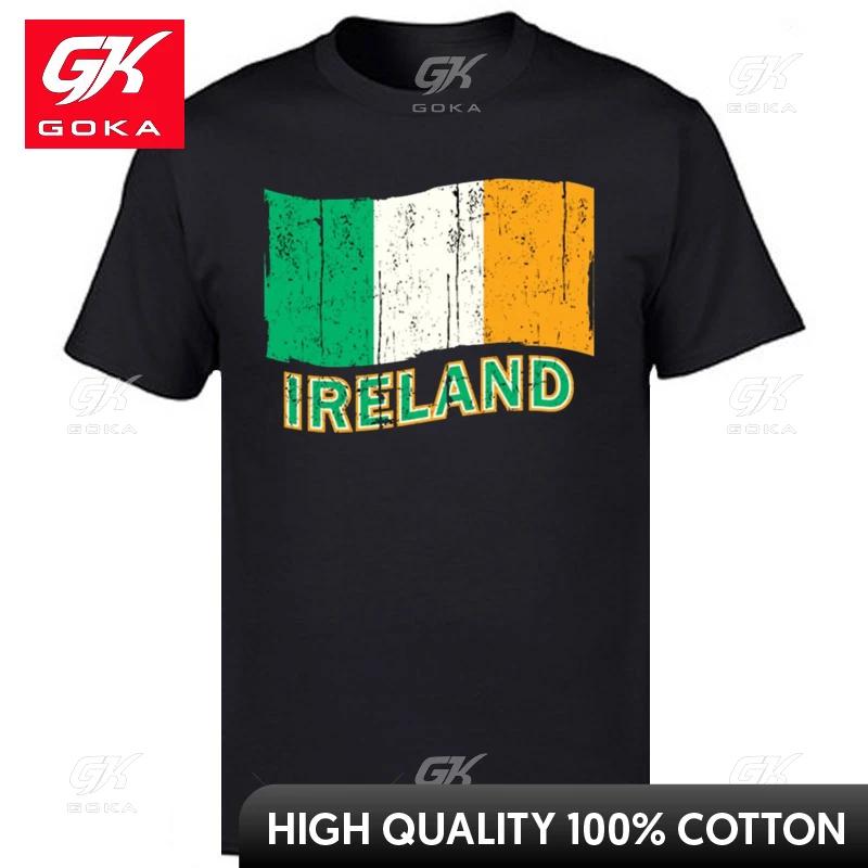 Cotton Fabric Unisex Ireland Flag Tshirts Europe Tops Tees Fashionable Print Round Neck TeeShirt Unisex