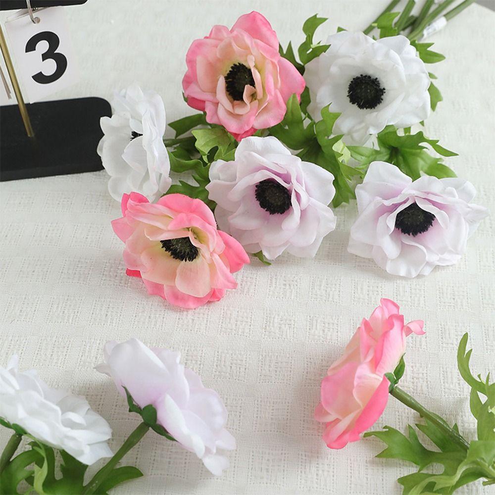 Multicolor Corn Poppy Artificial Flower Green Leaves Faux Flower Fake Flower  Home Decoration