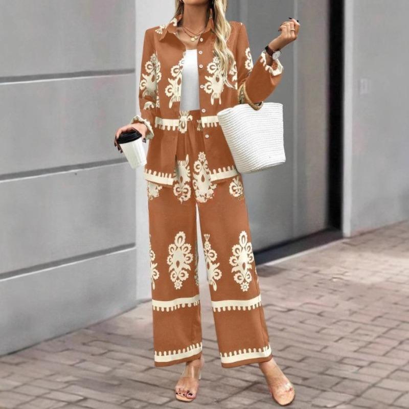 VEZFAA Женские модные повседневные весенне-осенние брюки-поло с длинными рукавами и брюками, костюмы