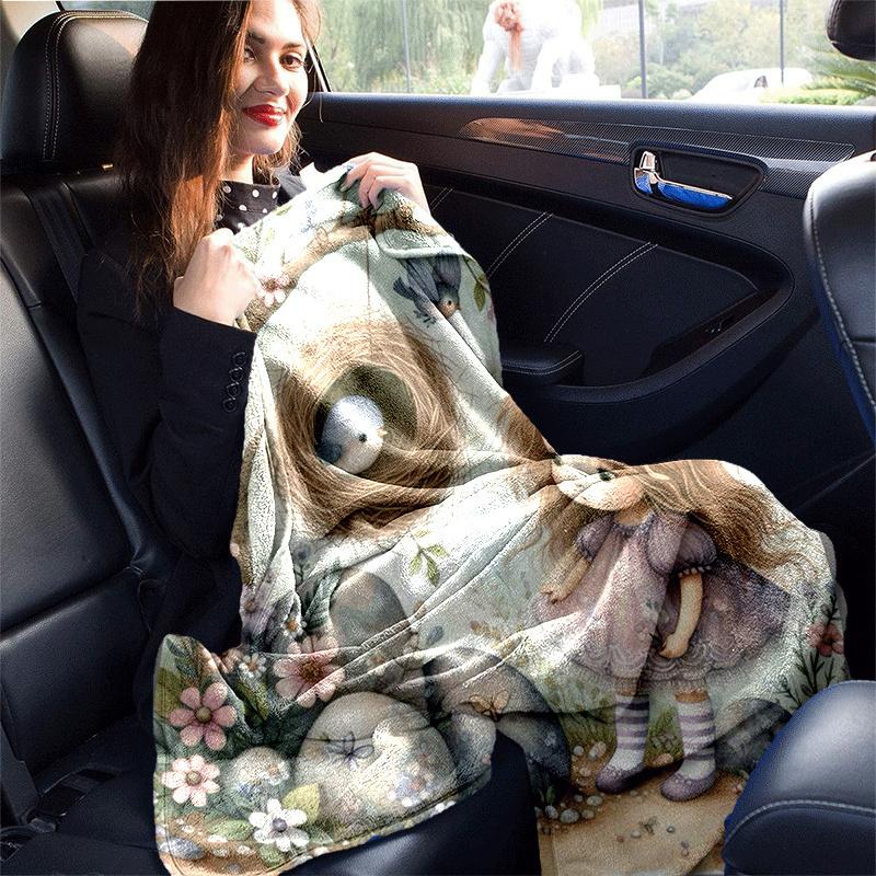 1pc Girl Printing Lightweight Flannel Blanket, Comfortable and Warm Blanket, for Camping Sofa Bed and Couch Office, Gift