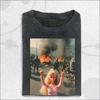 Retro Washed Chaos Doll Satirical Doll Art T-shirt Provocative Visual Statement Shirt Pure Cotton Couple's Spring/summer Shirt