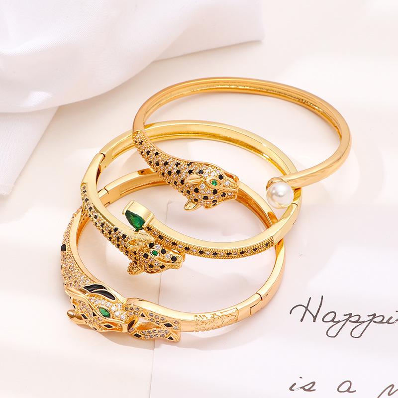 Новый европейский и американский персонализированный хип-хоп браслет с микроинкрустацией цирконами в виде головы леопарда, сохраняющий цвет, модный