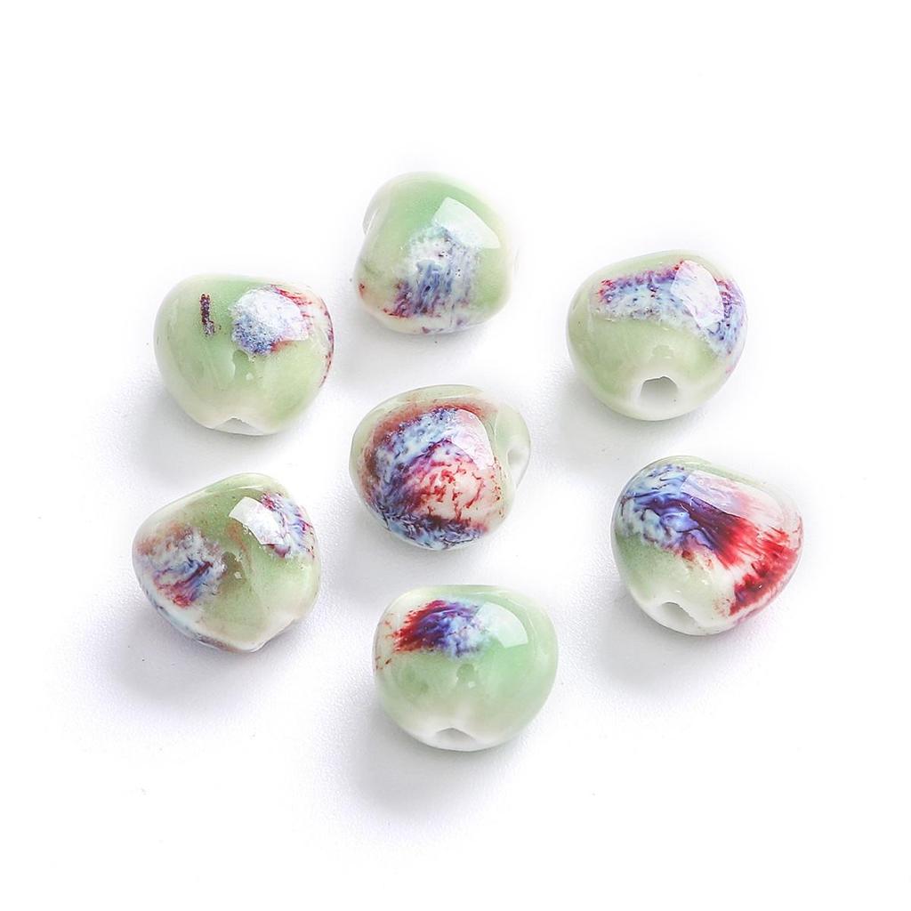 12x11 мм 10 шт., фарфоровые бусины в форме маленького сердца с цветочной глазурью, подвеска для изготовления ювелирных изделий своими руками
