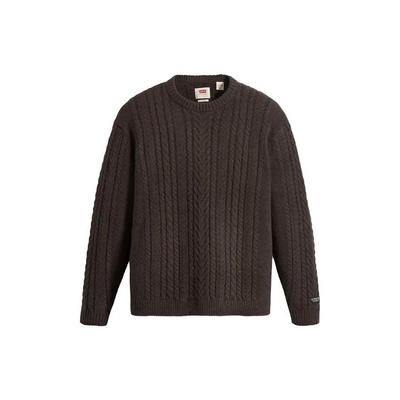 Мужской пуловер Levis однотонный с круглым вырезом, свитер, цвет вороново-черный A0708-0015