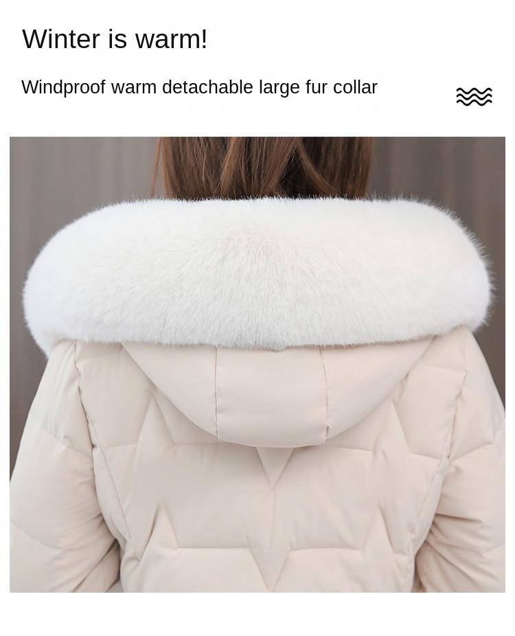Новый зимний женский пуховик, средней длины, утолщенный, теплый, с тонкой талией, куртка на хлопковой подкладке