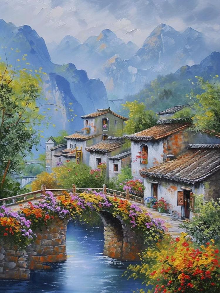 Сельский небольшой мостик цветочный пейзаж 5D Diy Алмазная картина крест вышивка алмазная мозаика вышивка домашний декор